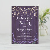 Rehearsal Dinner - Rustic Wood Lavender Kaart (Staand voorkant)