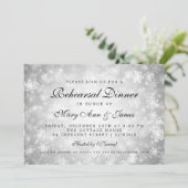 Rehearsal Dinner Silver Winter Wonderland Kaart (Staand voorkant)