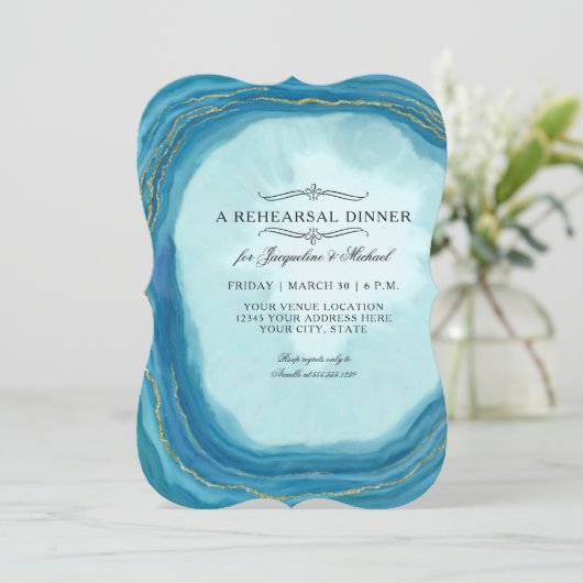 Rehearsal Dinner Simple Geode Typografie Kaart (Staand voorkant)