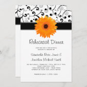 Rehearsal Dinner Sinaasappel Gerbera Daisy Black S Kaart (Voorkant / Achterkant)
