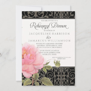 Rehearsal Dinner Southern Elegance Pink Peony Art Kaart
