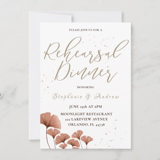 Rehearsal Dinner Terracotta Calligraphy Wedding Kaart (Voorkant)