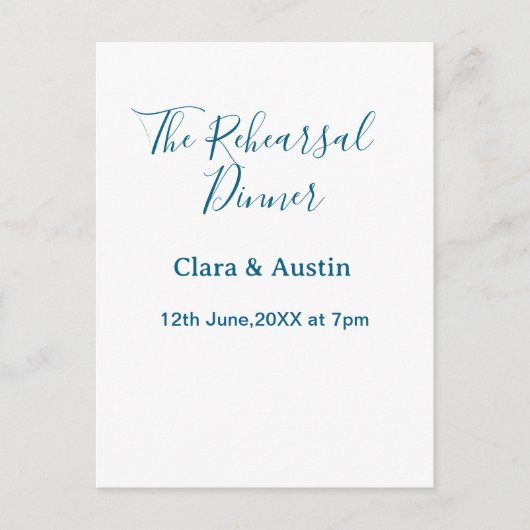 Rehearsal dinner the night before simple minimal m briefkaart (Voorkant)