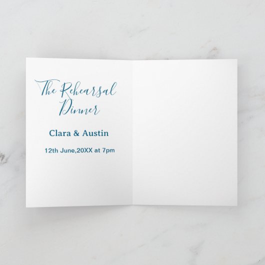 Rehearsal dinner the night before simple minimal m kaart (Binnen)