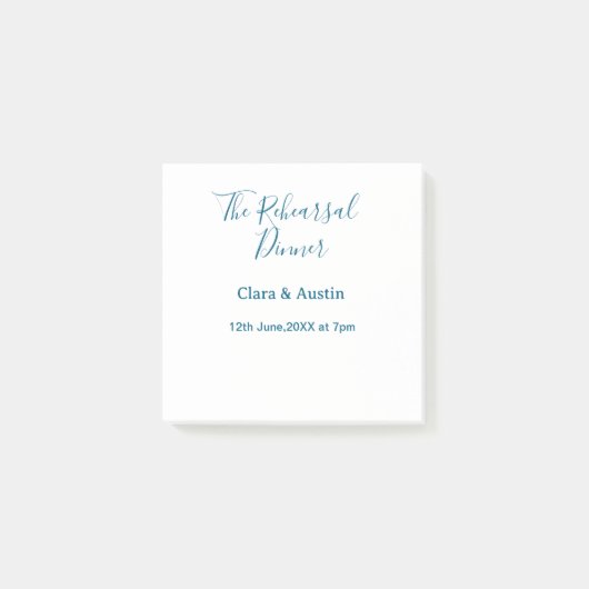 Rehearsal dinner the night before simple minimal m post-it® notes (Voorkant)