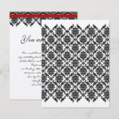 Rehearsal Dinner Uitnodiging -  Black Damask (Voorkant / Achterkant)