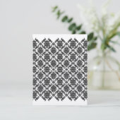 Rehearsal Dinner Uitnodiging -  Black Damask (Staand voorkant)