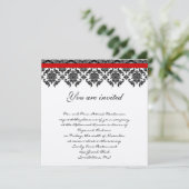 Rehearsal Dinner Uitnodiging -  Black Damask (Staand voorkant)