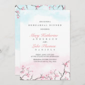 Rehearsal Dinner | Waterverf Cherry Blossom Kaart (Voorkant / Achterkant)