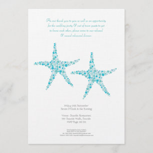 Rehearsal Dinner Wedding Aqua Turquoise Starfish Kaart