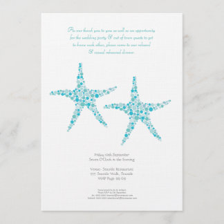 Rehearsal Dinner Wedding Aqua Turquoise Starfish Kaart
