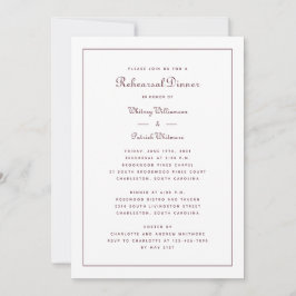Rehearsal Dinner Wedding Elegant Script Burgundy Kaart
