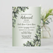 Rehearsal Dinner Wedding Party Greenery Floral Kaart (Staand voorkant)