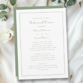 Rehearsal Dinner Wedding Sage Green Elegant Script Kaart
