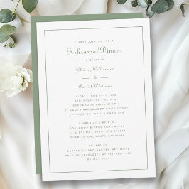 Rehearsal Dinner Wedding Sage Green Elegant Script Kaart