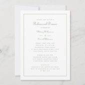 Rehearsal Dinner Wedding Sage Green Elegant Script Kaart (Voorkant)