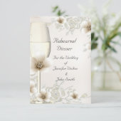 Rehearsal Dinner Wedding Sepia Cream Roos Blossom Kaart (Staand voorkant)