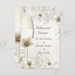 Rehearsal Dinner Wedding Sepia Cream Roos Blossom Kaart