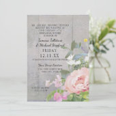 Rehearsal Dinner Wild Flower Peony Rustic Wood Art Kaart (Staand voorkant)