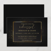 REHEARSAL | Elegant Black en Gold Glitter Kaart (Voorkant / Achterkant)