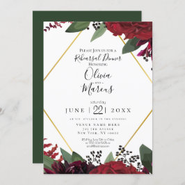REHEARSAL | Elegant Rich Burgundy Marsala Floral Kaart