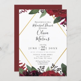 REHEARSAL | Elegant Rich Burgundy Marsala Floral Kaart