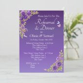 Rehearsal Invitation Card Purple Mauve Flowers  Kaart (Staand voorkant)