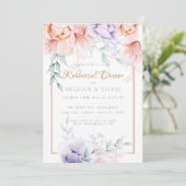 Rehearsal | Koraal/Lila Aquarelle Peonies Kaart (Staand voorkant)