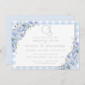 Rehearsal | Monogram Blue Gingham Floral Kaart (Voorkant / Achterkant)