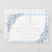 Rehearsal | Monogram Blue Gingham Floral Kaart (Voorkant)
