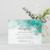 Rehearsal | Turquoise Waterverf Geode Kaart (Staand voorkant)