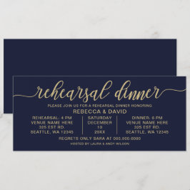 Rehearsal voor Navy and Gold Calligraphy Kaart