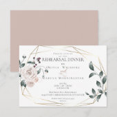 Rehearsal | Waterverf Blush Roos Floral Informatiekaartje (Voorkant / Achterkant)
