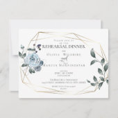 Rehearsal | Waterverf Dusty Blue Floral Save The Date (Voorkant)