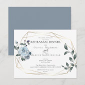 Rehearsal | Waterverf Dusty Blue Floral Save The Date (Voorkant / Achterkant)