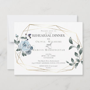 Rehearsal   Waterverf Dusty Blue Floral Save The Date