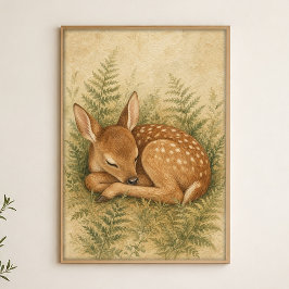 Rehkalf Tussen Varens Waterverf Whimsical Kunst Po Poster