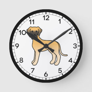 Rehkleurige Grote Danes Hond Cartoon Illustratie O Ronde Klok