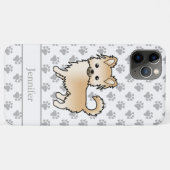 Rehkleurige Langharige Chihuahua Cartoon Hond & Na Case-Mate iPhone Case (Achterkant (horizontaal))
