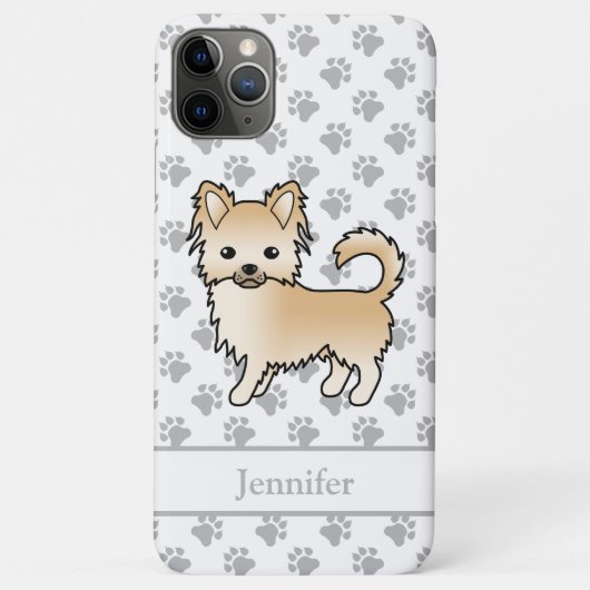 Rehkleurige Langharige Chihuahua Cartoon Hond & Na Case-Mate iPhone Case (Achterkant)