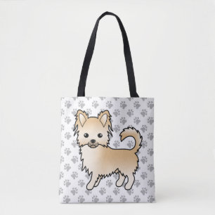 Rehkleurige Langharige Chihuahua Cartoon Hond & Po Tote Bag