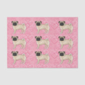 Rehkleurige Pug Hond Cartoon moppen Liefde Hart Pa Tissuepapier (Voorkant)