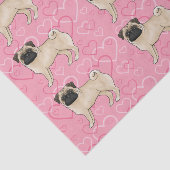 Rehkleurige Pug Hond Cartoon moppen Liefde Hart Pa Tissuepapier (Detail)