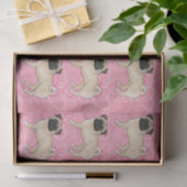 Rehkleurige Pug Hond Cartoon moppen Liefde Hart Pa Tissuepapier (Geschenk)