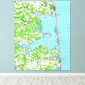 Rehoboth Beach & Bethany Beach Delaware Map (1938) Canvas Afdruk (Insitu (Houten vloer))