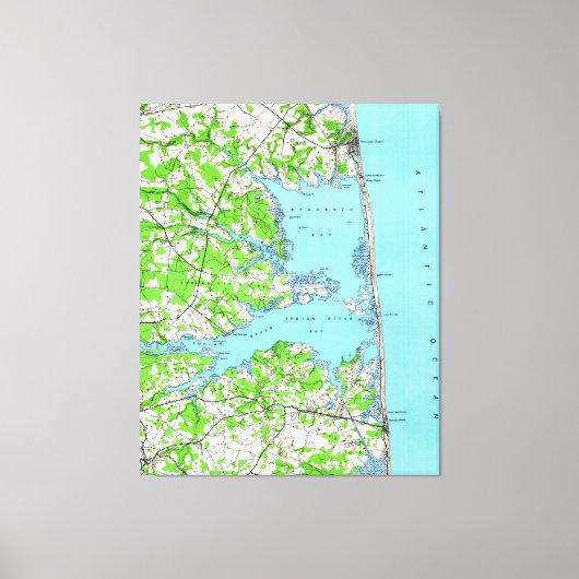 Rehoboth Beach & Bethany Beach Delaware Map (1938) Canvas Afdruk (Voorkant)