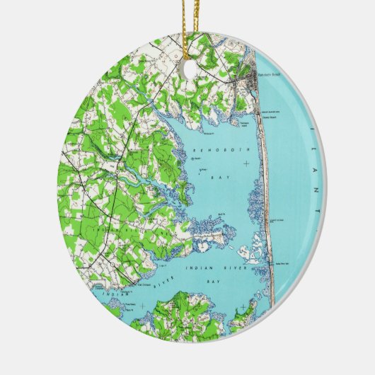 Rehoboth Beach & Bethany Beach Delaware Map (1938) Keramisch Ornament (Links)