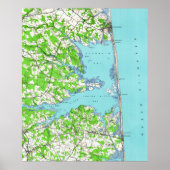 Rehoboth Beach & Bethany Beach Delaware Map (1938) Poster (Voorkant)