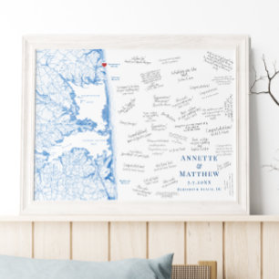 Rehoboth Beach Bruiloft Elegante gastboek poster