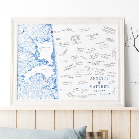 Rehoboth Beach Bruiloft Elegante gastboek poster